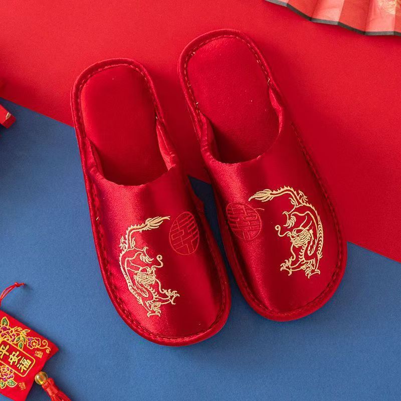 Men Grooming Home - Zapatillas de boda rojas Baotou de