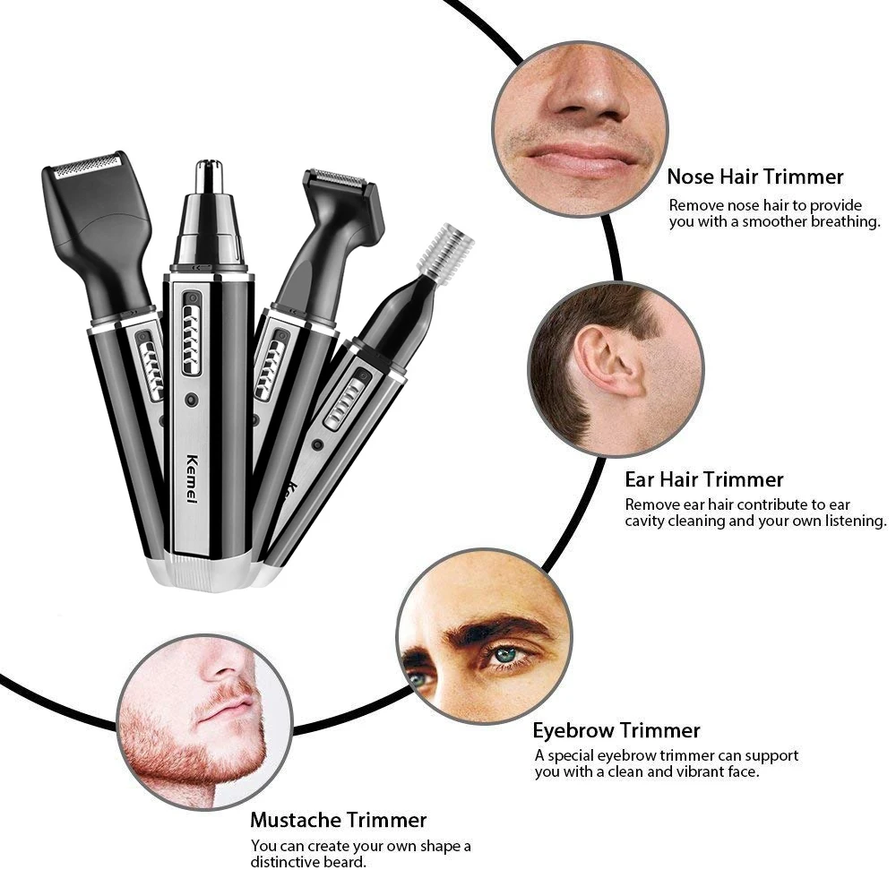 Cortadora de pelo Kemei eléctr - Men'S Grooming Ear Hair reseña y precio